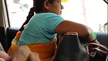 Man shows his dick to a milf in a moving van in Tamil porn