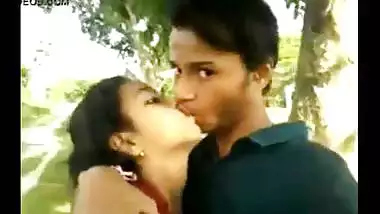 Desi legal age teenager couple enjoys a romantic outdoor session
