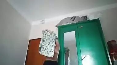 Desi gal with big XXX breasts sticks fingers into her juicy XXX twat