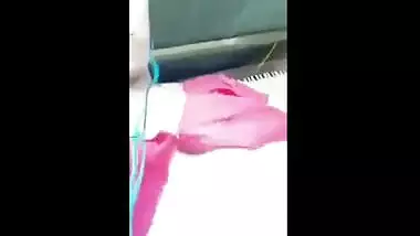 Glamorous legal age teenager plays with her firm milk shakes while on a clip call with bf