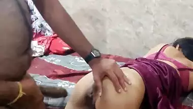 Desi in a purple dress is relaxing when boyfriend comes for XXX fun